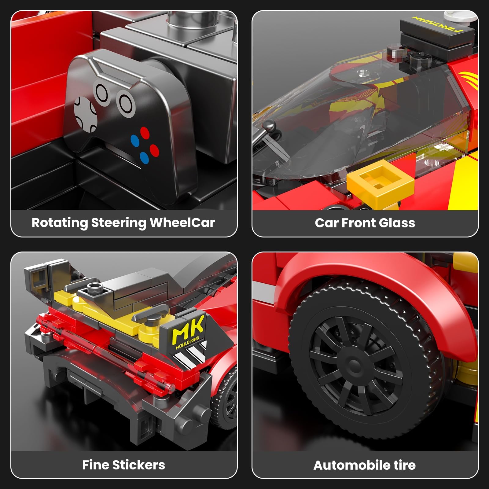 Mould King FR499P Speed Champion Car Building Kits, MOC Racing Car Toys Model, Vehicle Blocks Set Suitable for Boys to Build, House Decoration Gifts