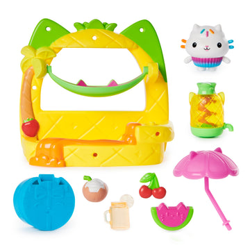 Gabby’s Dollhouse, Cakey’s Fruit Smoothie Balcony Playset, 8-Pcs with Toy Figures, Doll’s House Accessories and Sensory Play, Kids’ Toys for Girls