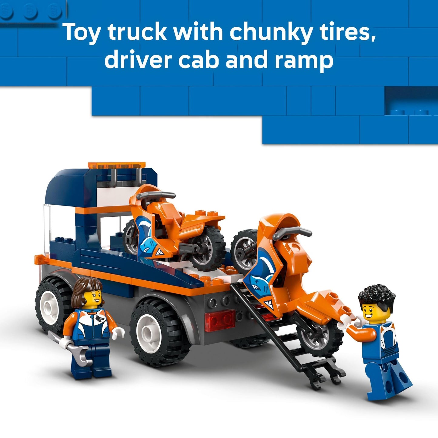 LEGO City Motorcycle Transporter Building Toy for Boys & Girls - Pretend Play Set for Preschool Kids, Ages 4+ - Flatbed Truck Toy W/2 Toy Motorcycles