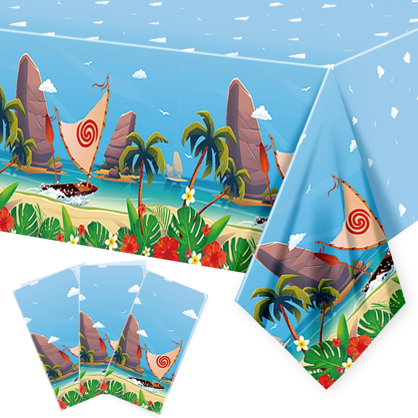 3 Pack Ocean Girl Party Disposable Plastic Rectangular Tablecloths