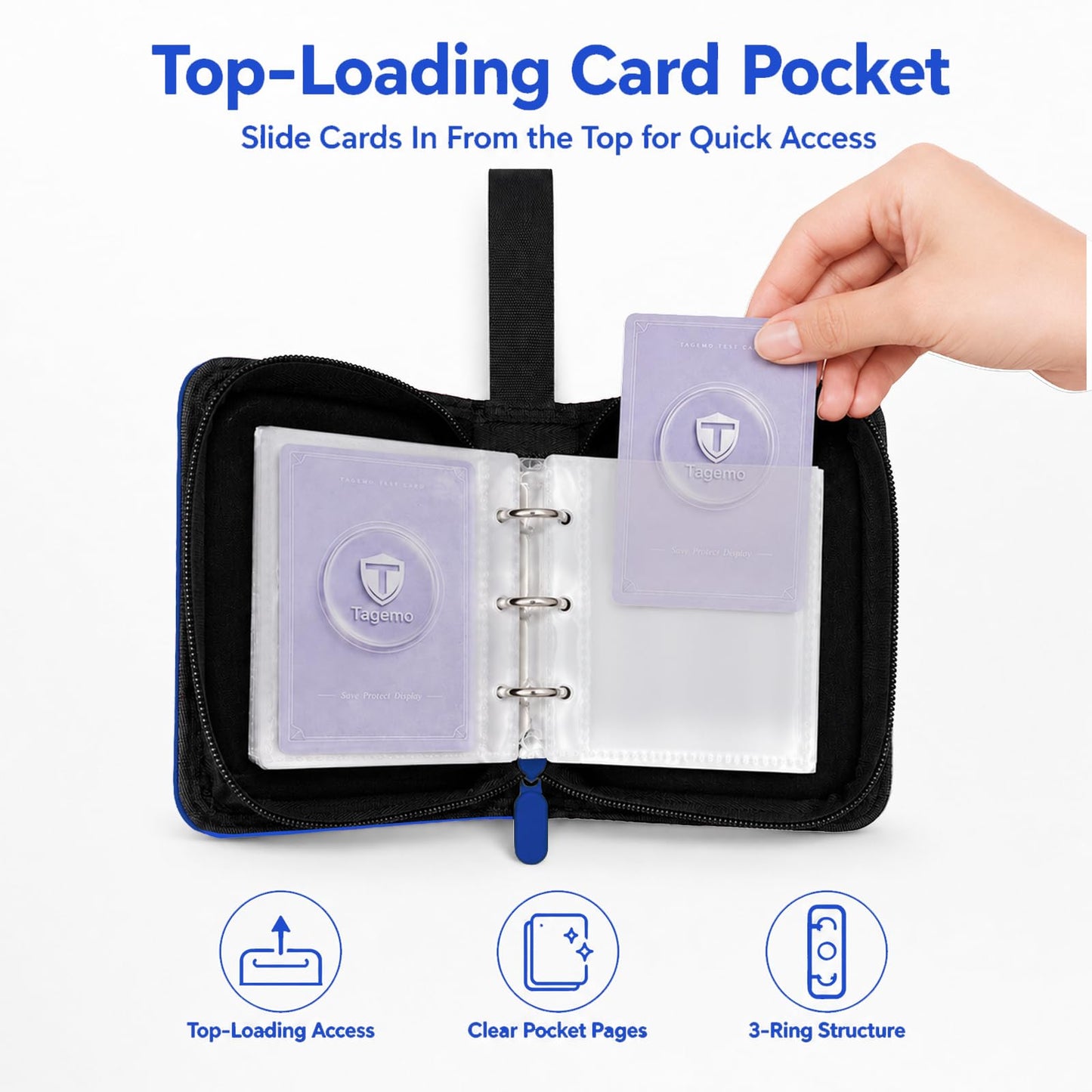 1 Pocket Card Binder with Zipper, 100 Pockets Mini Trading Card Album, Premium PU Leather Single Card Binder, Small Display Folder for TCG & Sports