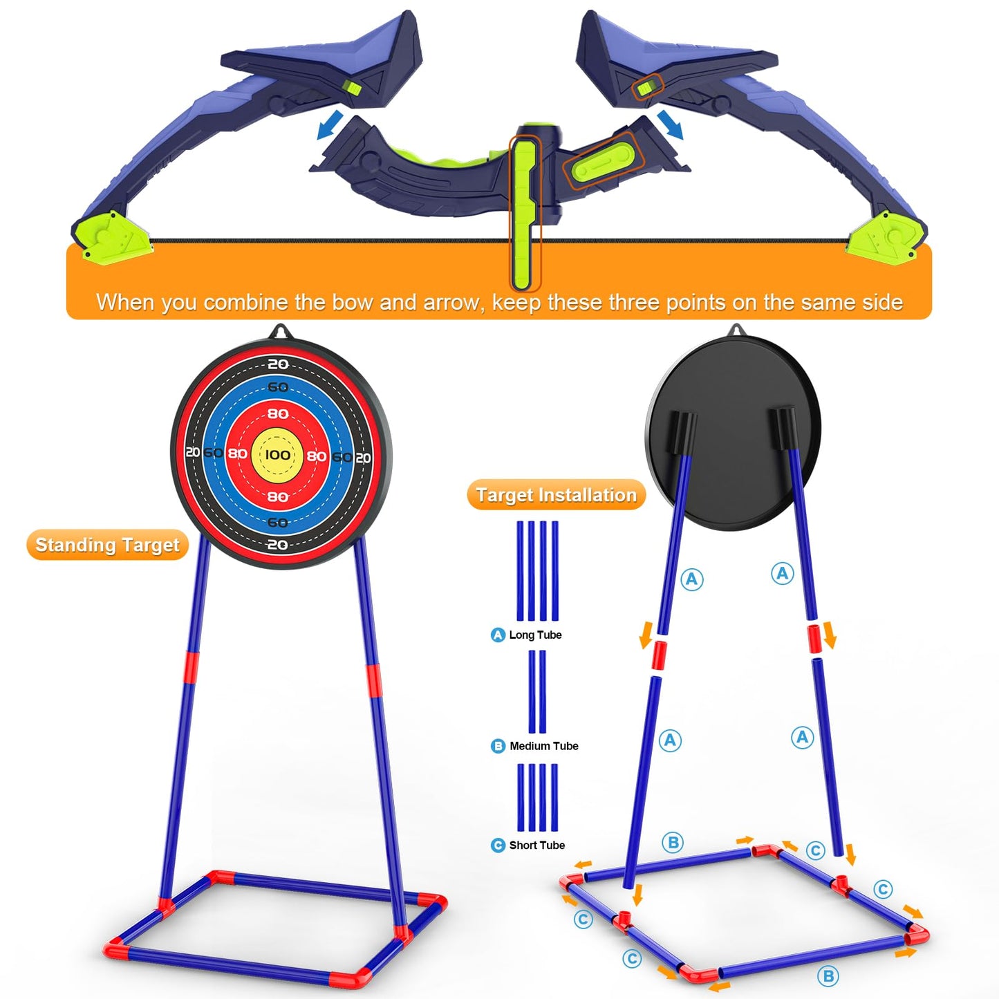 2 Pack Bow and Arrow Set for Kids, Light Up Archery Set with 14 Suction Cup Arrows, Archery Targets Outdoor Games for Kids Ages 4-8 8-12, Birthday