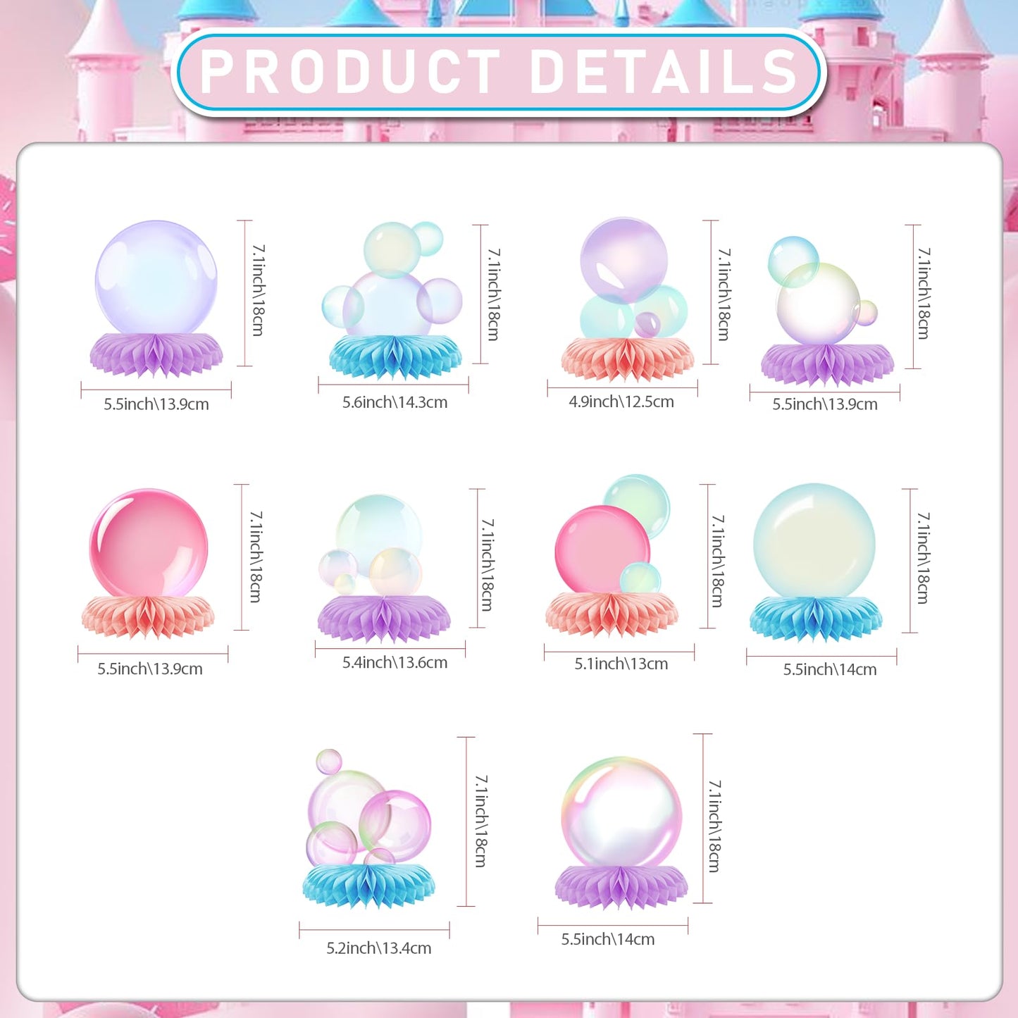 10 Pcs Bubble Honeycomb Centerpieces Bubble Table Decorations Bubble Party Decorations Mermaid Centerpieces for Tables Under The Sea Table Decorations