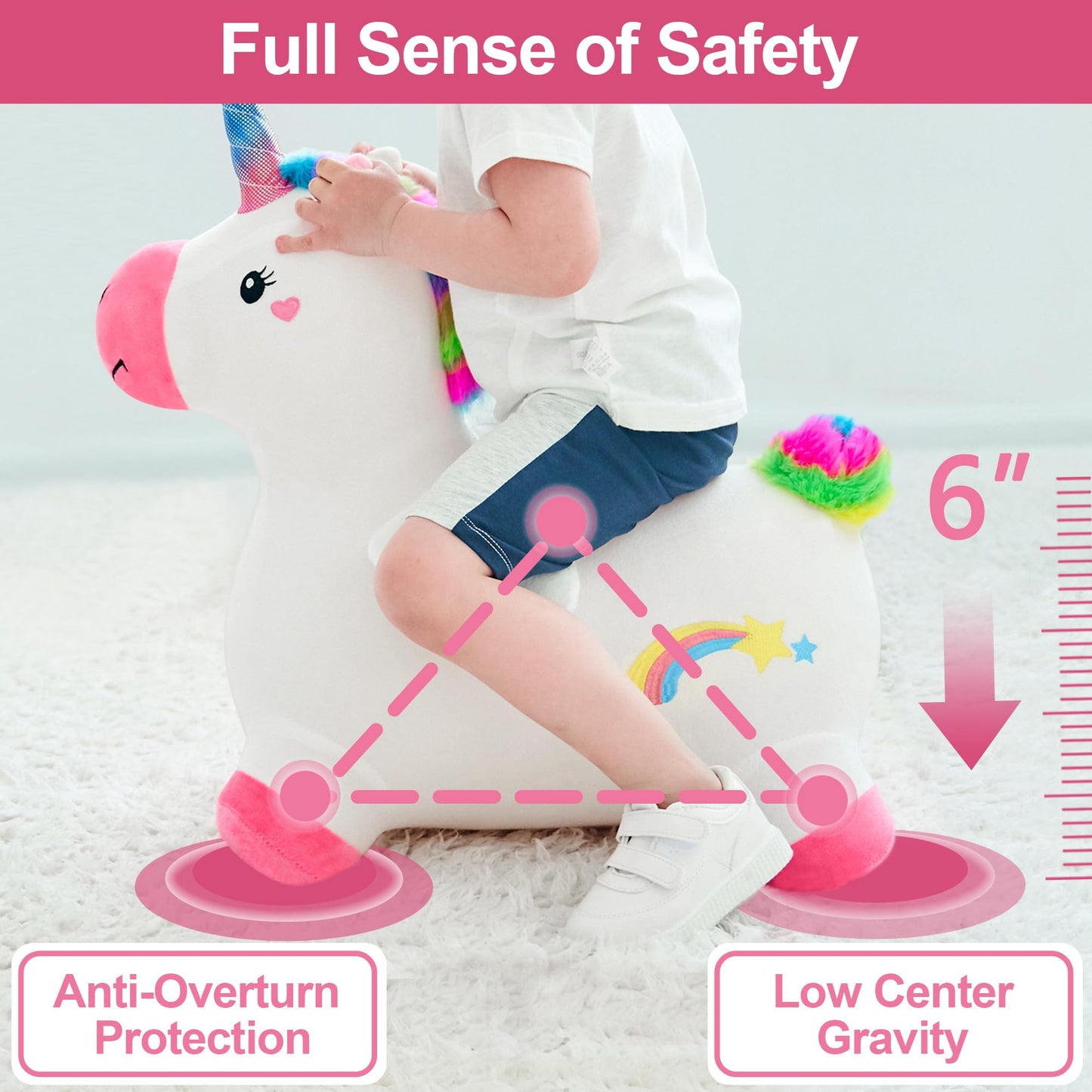 Bouncy Pals Toddler Unicorn Hopper Toy Girl Gift, Outdoor Ride Animal Horse