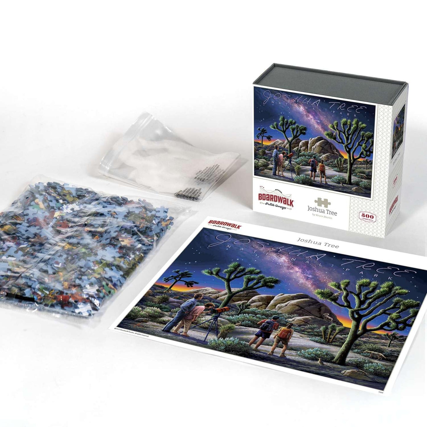 Boardwalk Joshua Tree 500 Piece Jigsaw Puzzle Desert Night California Puzzles with Premium Box, Gift for Adults and Family 16"x20"