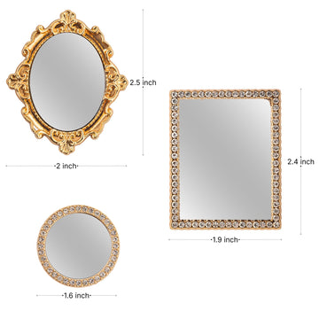 SAMCAMI Dollhouse Accessories Mini Mirror, 1/12 Scale Doll House Accessories and Furniture, Miniature Dollhouse Mirror, 5 Pieces