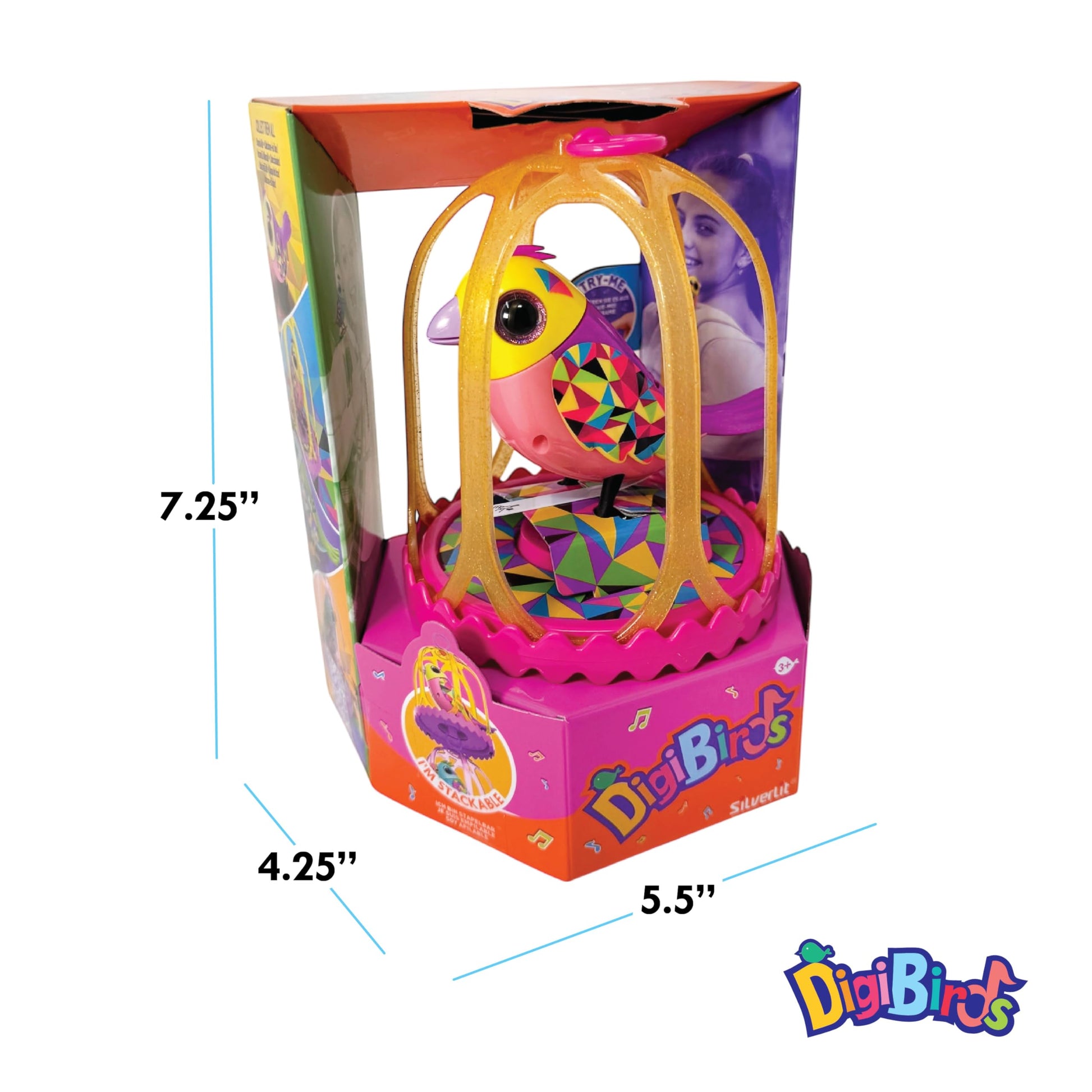 DigiBirds Interactive Singing Bird Toy - with Cage - 50+ Melodies, Collectible Electronic Pet, Tap to Tweet & Sing, Collect Mechanical Bird