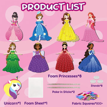 JolliBrix Poke in Fun - Magical Princesses, Arts and Crafts for Kids, DIY Presents Toy for Girl, DIY Creative Activity for Girls Ages 4 5 6 7 8+