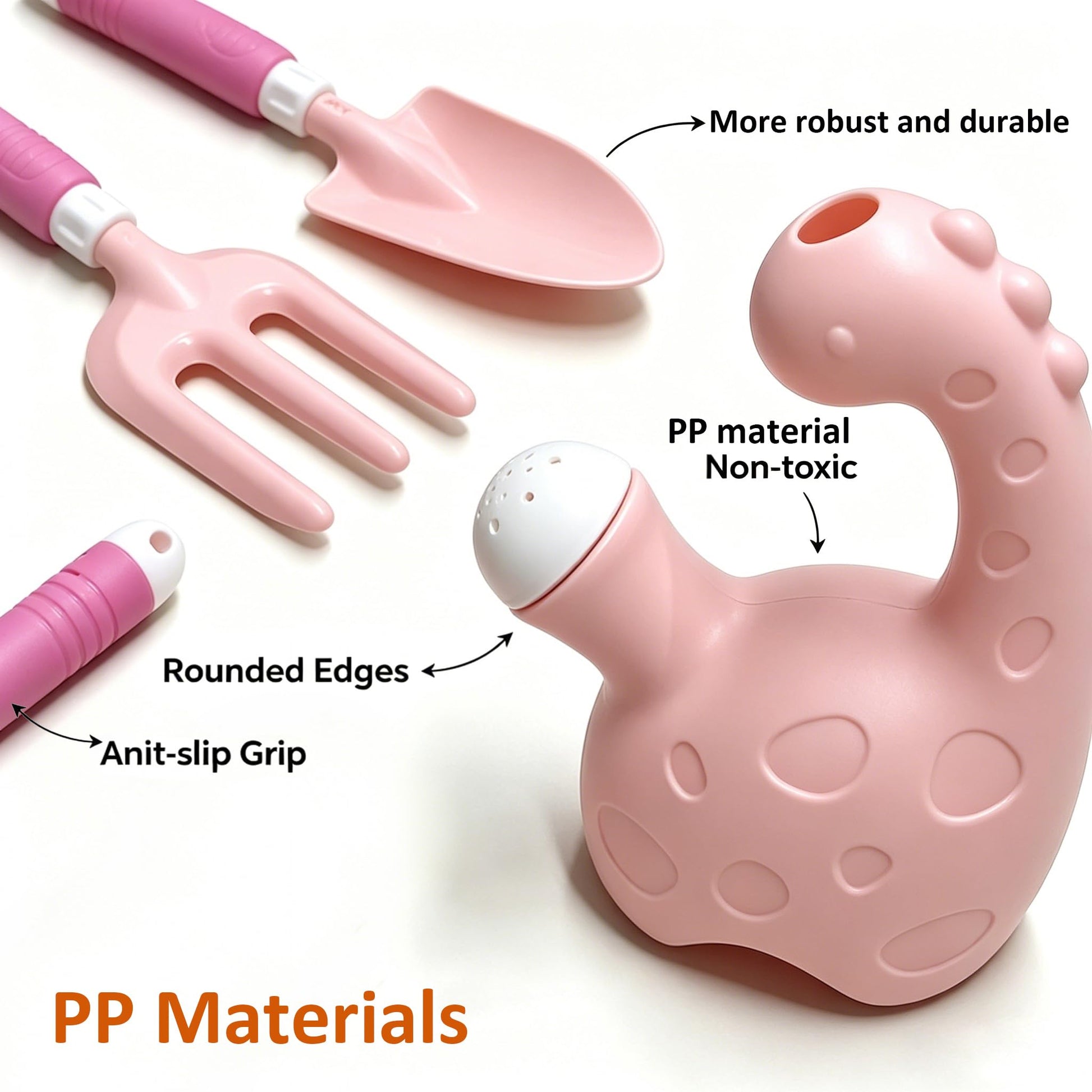 EXBEPE Kids Gardening Tools Set with Watering Can Shovel Pickaxe Hoe Fork- Outdoor Backyard Planting and Sand Beach Toy Kit Planting Sandbox Play Gift