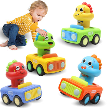 Pbooo Toy Cars for Toddlers, Press and Go Animal Cars, Baby Toy Set