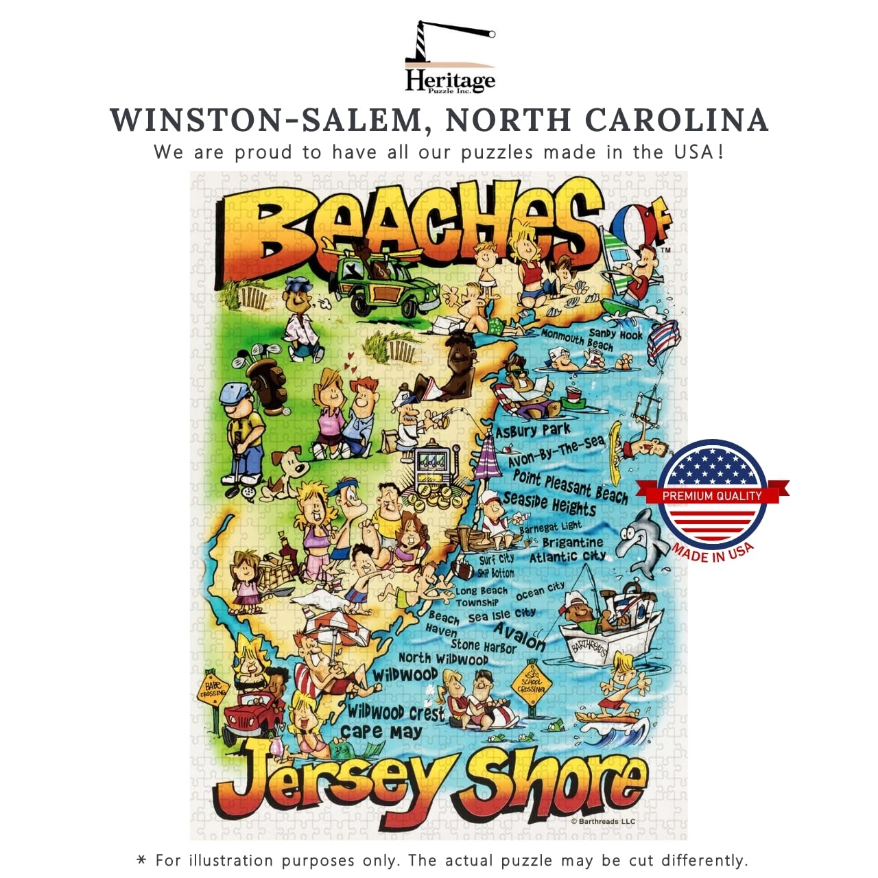 Heritage Puzzle Beaches of the Jersey Shore Map 550 Pieces