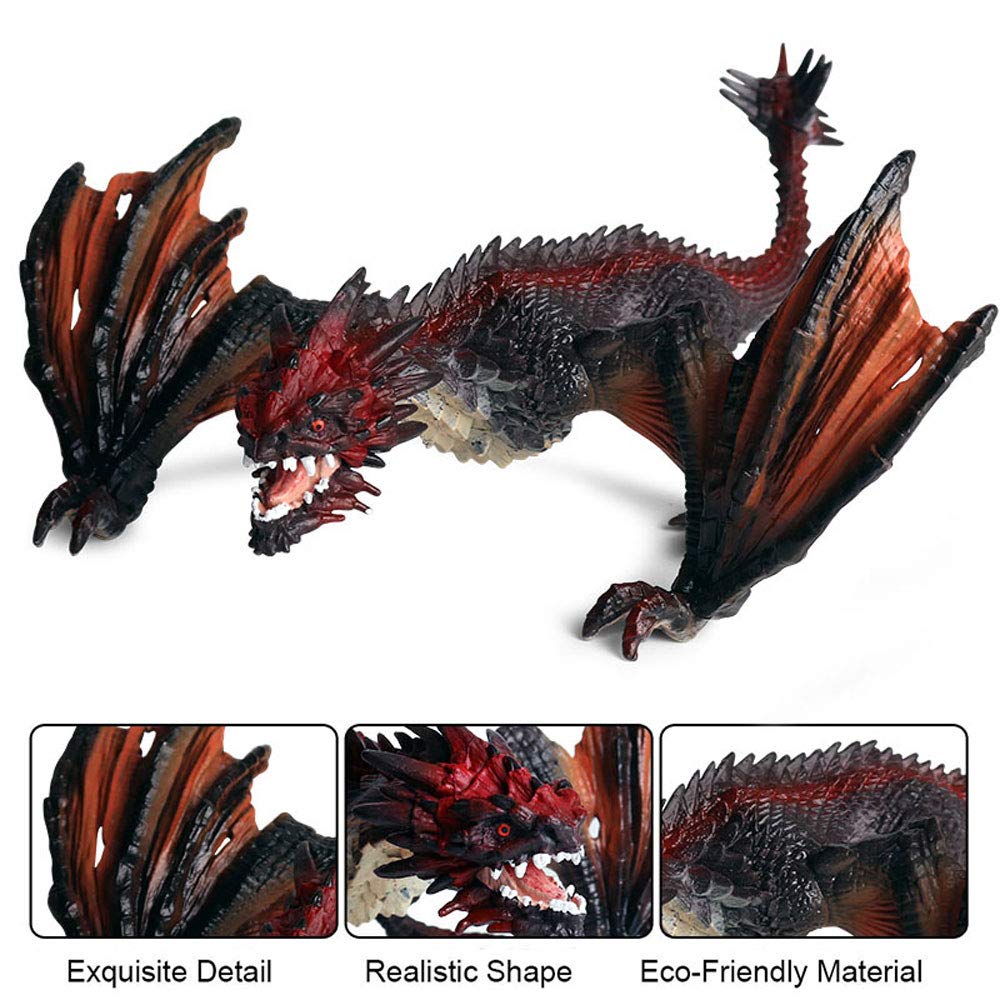 FLORMOON Animal Figures Realistic Dragon Beast Plastic Early Educational Toys Cupcake Topper Party Gift for Kids 2+ Year Old