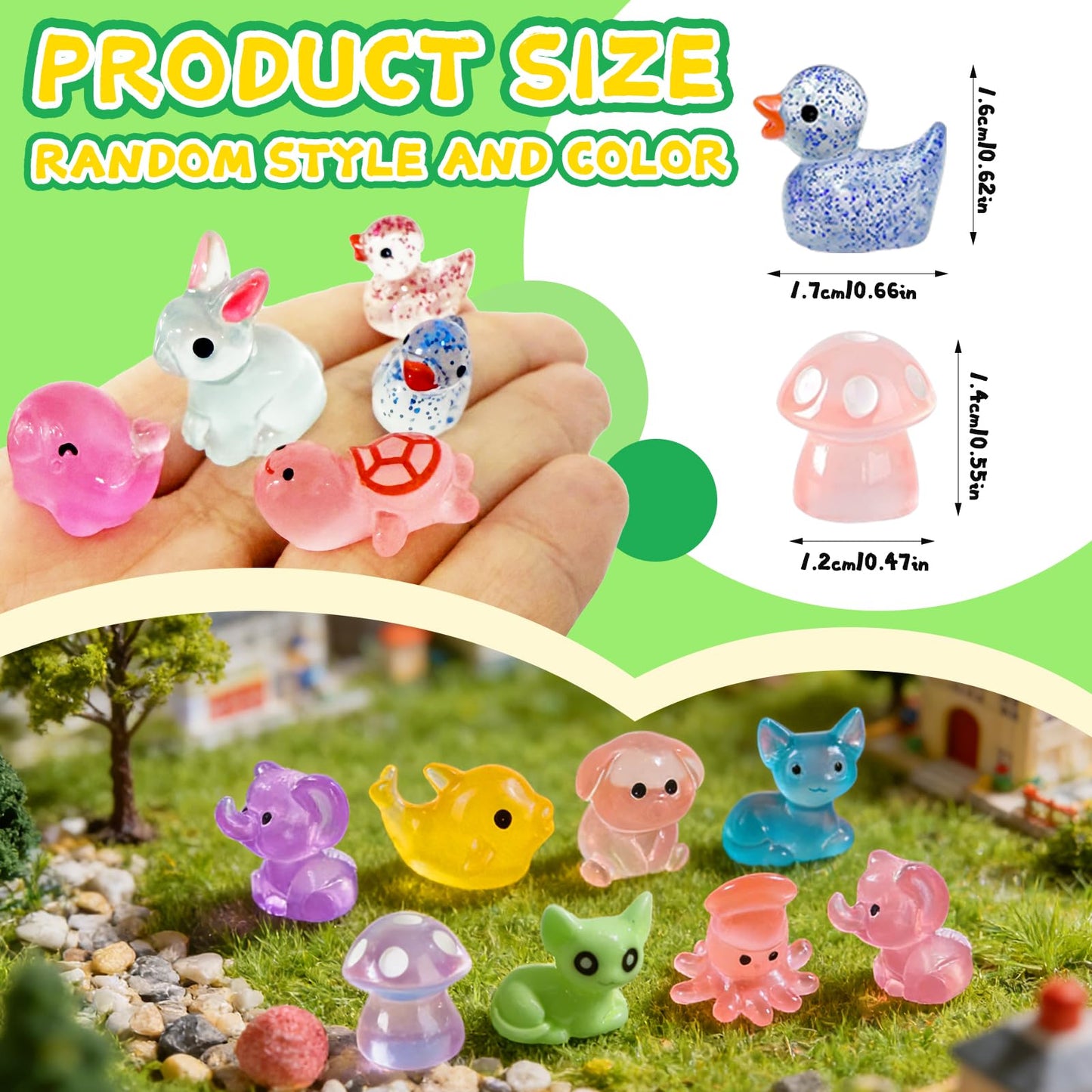 Guuozzli 200 Pcs Mini Resin Animals,Variety Little Small Figures Miniature,Tiny Resin Animals Bulk for Micro Fairy Garden Dollhouse Landscape