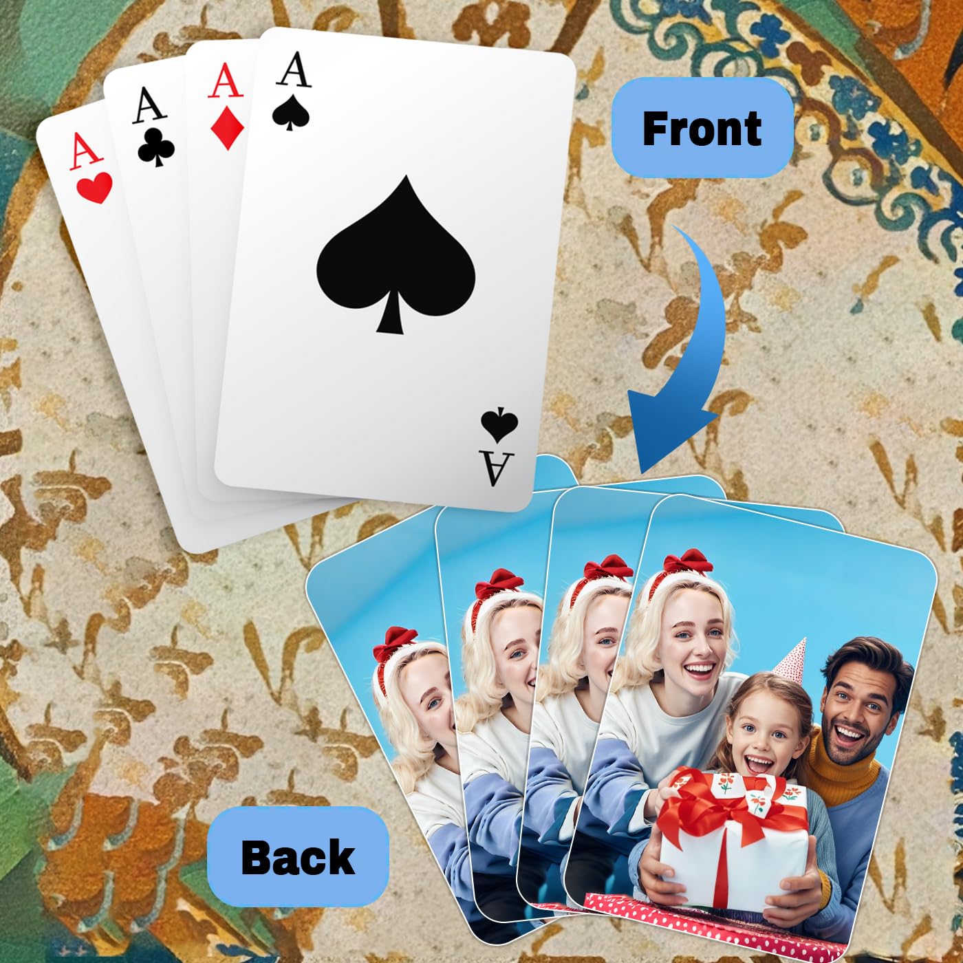 PRIVATEDIY Custom Playing Cards,Make Own Customized Playing Card Present for Party,Family,Weddings,Business,Activities,and More (Single/Bulk)