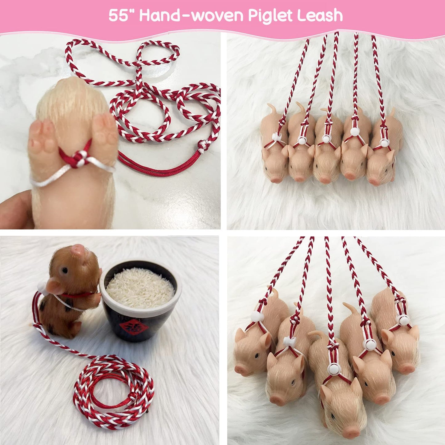 VOLOBE 5 Inches Silicone Piglet, Soft Mini Realistic Silicone Animals with Silicone Piglet Accessories for Kids Boy Girl Birthday (Joy)
