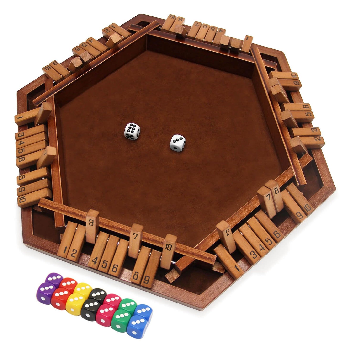 INNOVJOPRO Shut the Box Game 6-Sided Wooden with 16 Dice