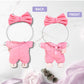 4PCS Pink Kawaii Doll Romper Set Pink Bunny Jumpsuit with Bow Tie for 15-17cm 4 Inch Blind Box Dolls Includes Bow Headwear, Crossbody Bag, One-piece