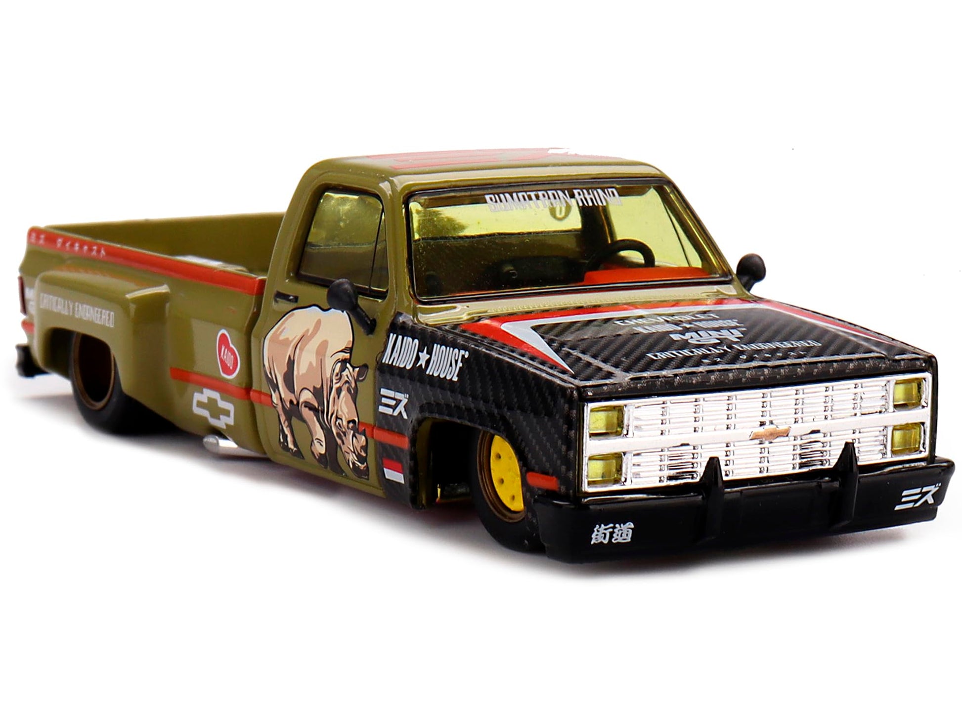 MINI GT Dually Pickup Truck Sumatran Rhino Tan and Carbon with Graphics (Designed) House Special 1/64 Diecast Model Car KHMG153