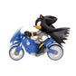 Sonic The Hedgehog DC x Sonic Shadow as Batman & Batcycle Action Figure Set, 5"/13cm, 22 Points of Articulation, Moving Wheels, Working Kickstand