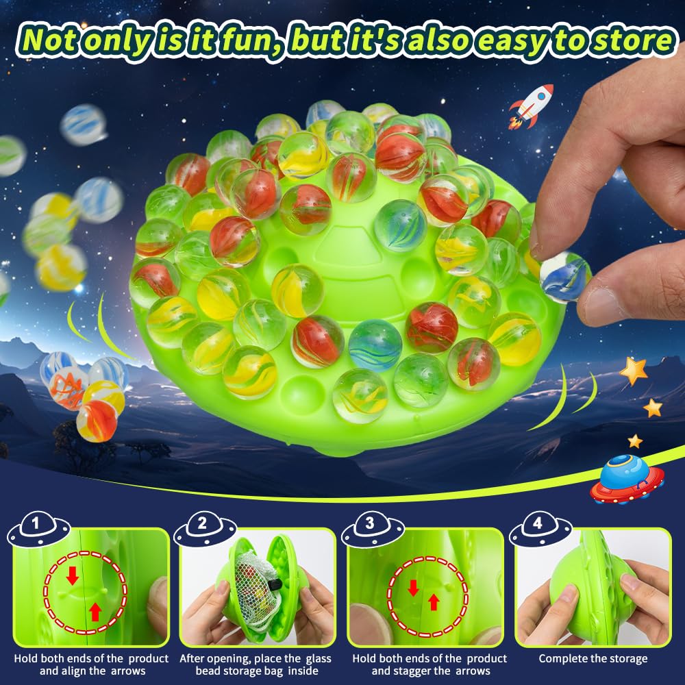 Wobble Marble Stacking Game for Kids, Marble Balance Board Game with 60 Glass Marbles & Storage Base,Fun Group Play for 1-4 Players,Birthday for Kids
