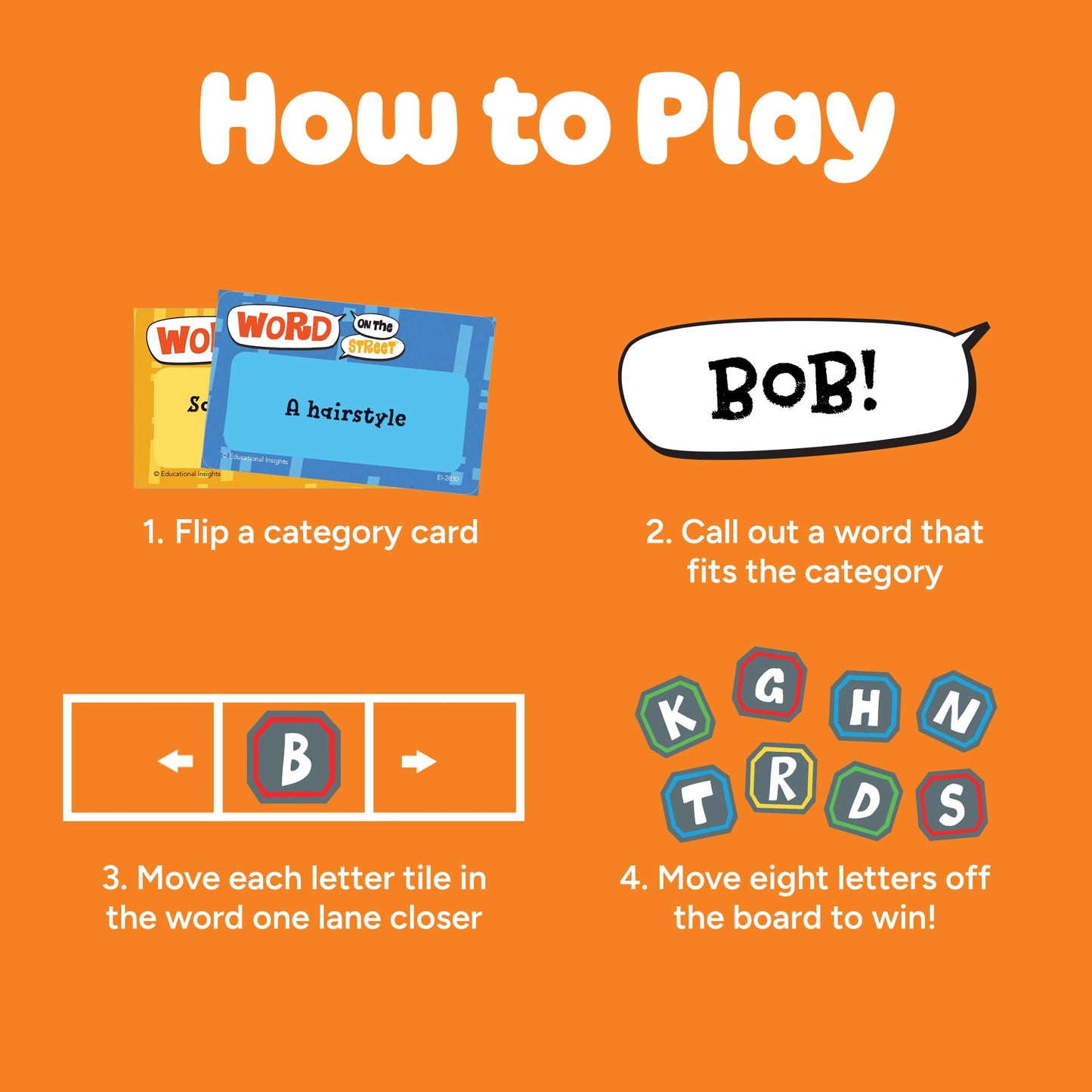 Educational Insights Word on the Street - Family Board Games for Kids and Adults, Fast Word Games for Kids 10 and up, Vocabulary Building Spelling
