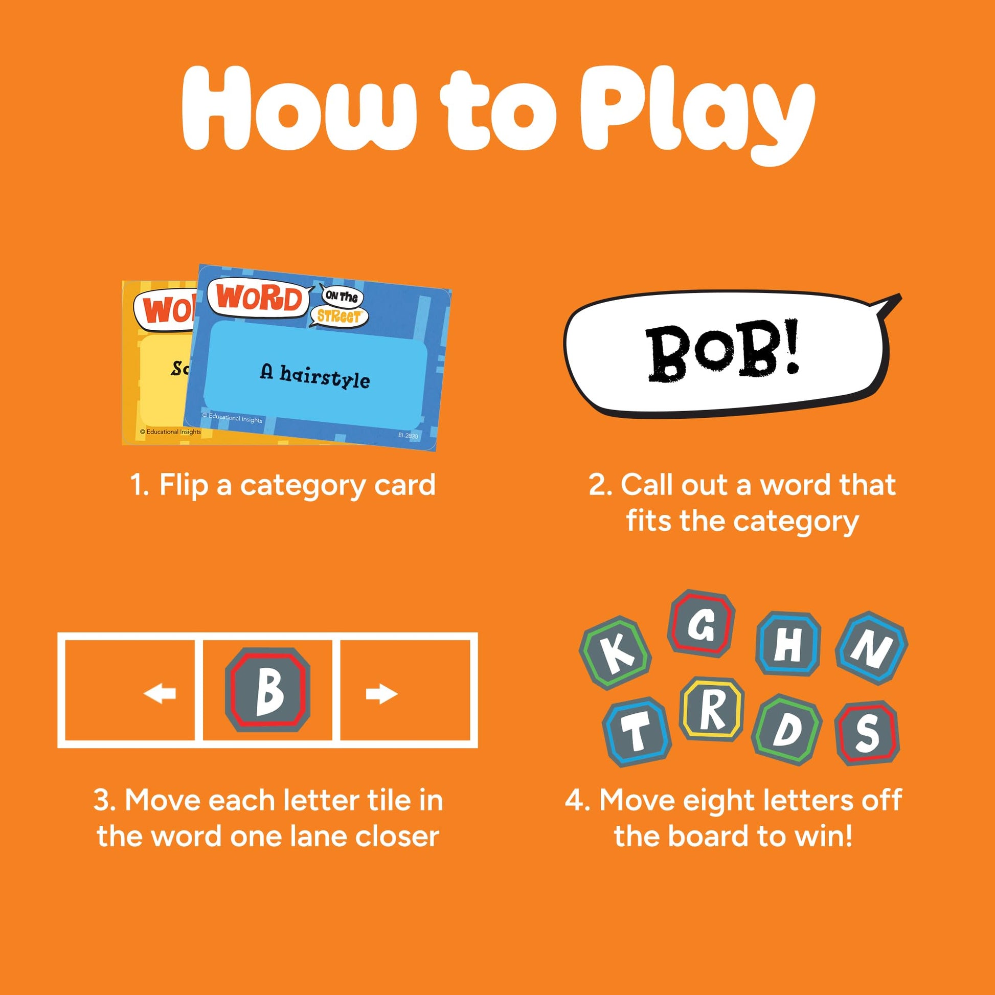 Educational Insights Word on the Street - Family Board Games for Kids and Adults, Fast Word Games for Kids 10 and up, Vocabulary Building Spelling