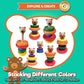 KIDS KORNER Baby Toys Wooden Stacking Rings - Bilingual Educational Toys for 2 Year Old | Learn Rainbow Colors in English & Spanish | Wood Building