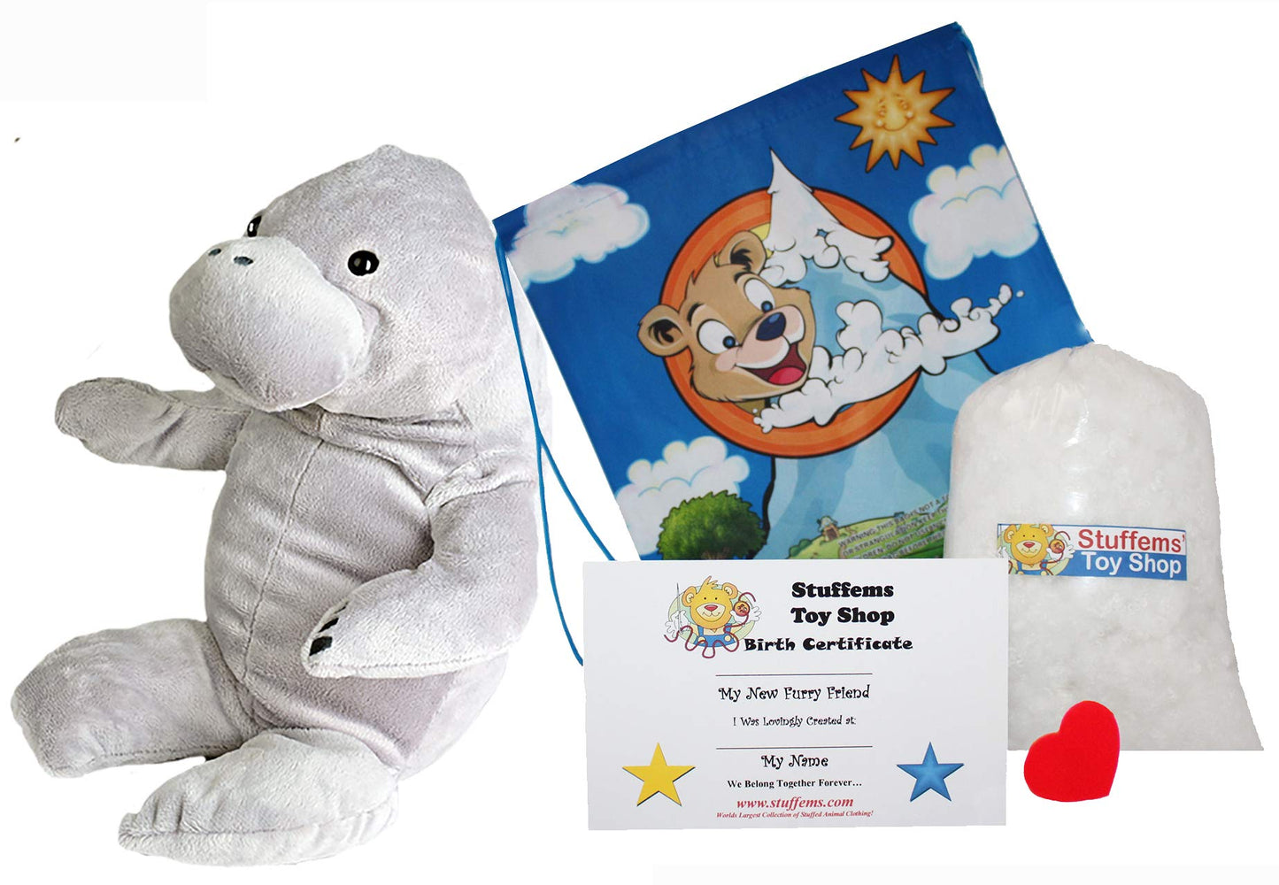 Make Your Own Stuffed Animal 16" Molly The Manatee - No Sew - Kit with Cute Backpack!