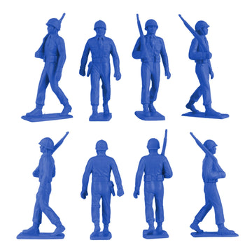 BMC Marx Plastic Army Men Marching US Soldiers - Blue 27pc WW2 Figures - US Made
