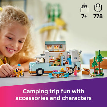 LEGO Friends Friendship Camper Van Adventure Toy Building Set - Pretend Play Set for Kids, Girls and Boys, Ages 7+ - Gift Idea for Birthday - with 3