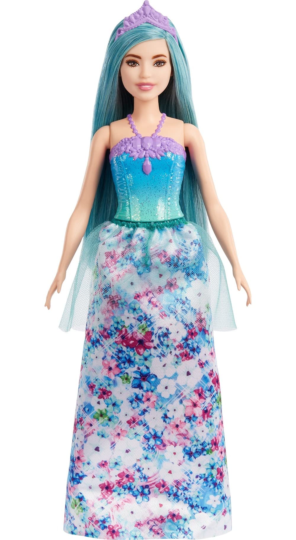 Barbie Dreamtopia Royal Fashion Doll & Accessory, Petite with Turquoise Hair Wearing Removable Skirt, Shoes & Headband