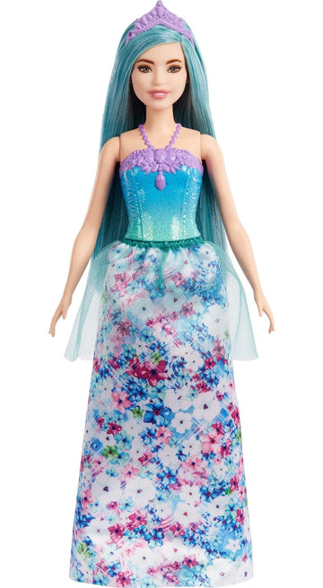 Barbie Dreamtopia Royal Fashion Doll & Accessory, Petite with Turquoise Hair Wearing Removable Skirt, Shoes & Headband