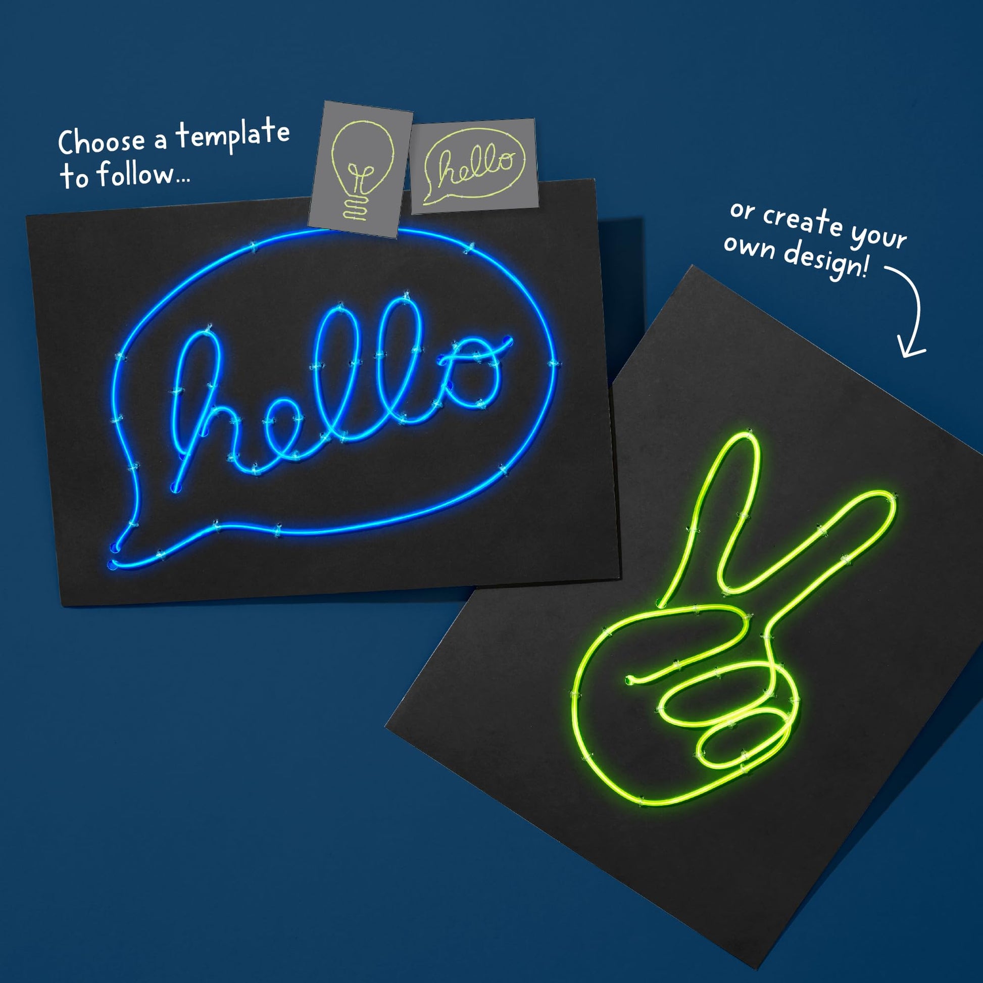KiwiCo DIY Light-Up Wire Art STEM Kit, Ages 9+ - Electroluminescent Neon Sign Gift for Kids | Includes Battery Packs & Templates | Educational Science