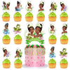 25Pcs Princess Frog Cake Decorations with 24pcs Cupcake Toppers 1pcs Cake Topper for Tiana Birthday Party Supplies