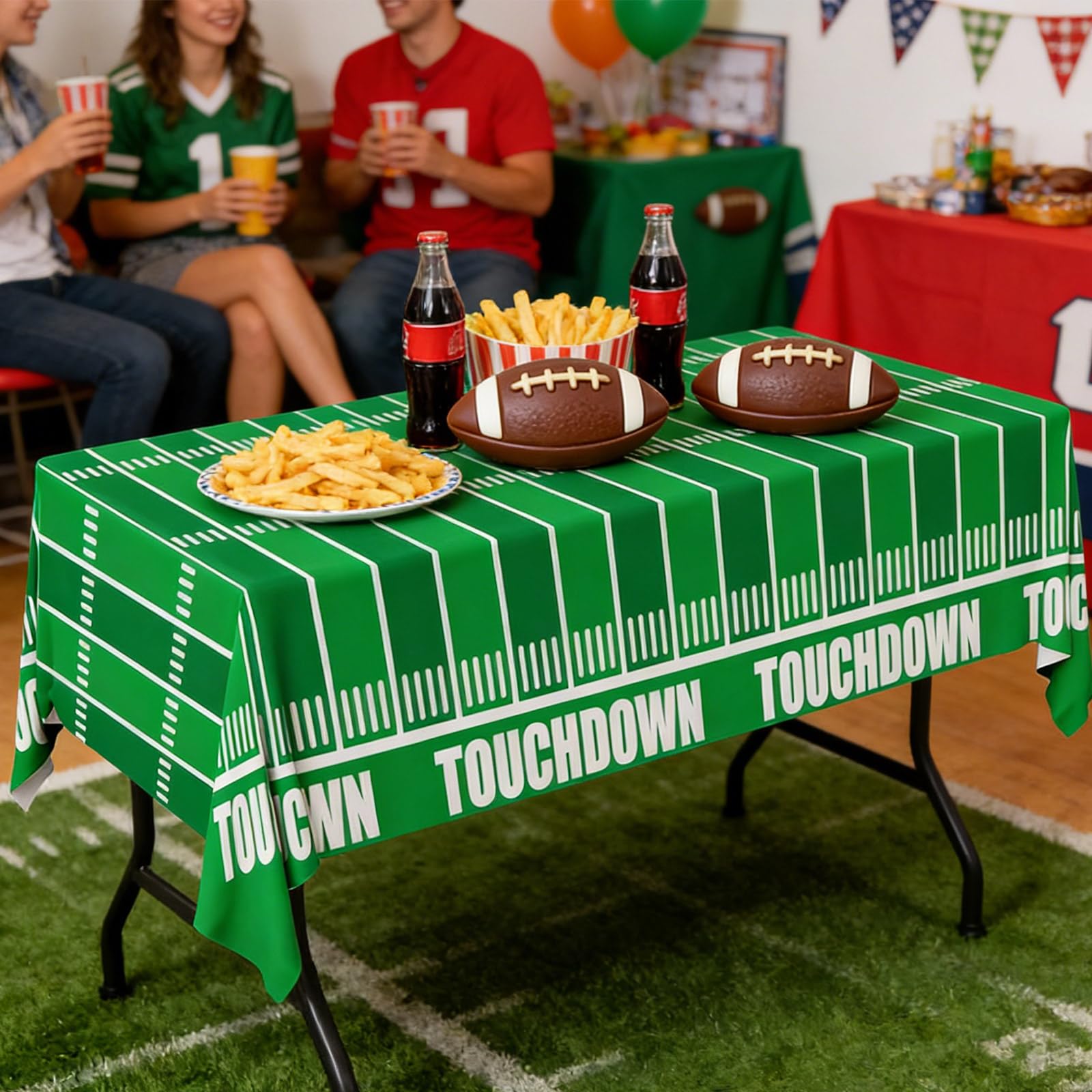 Huangfbfx 6Pcs Football Tablecloth Disposable Plastic - Rugby Tablecloth Football Party Decorations Table Cover for Gameday Tailgate Birthday Football
