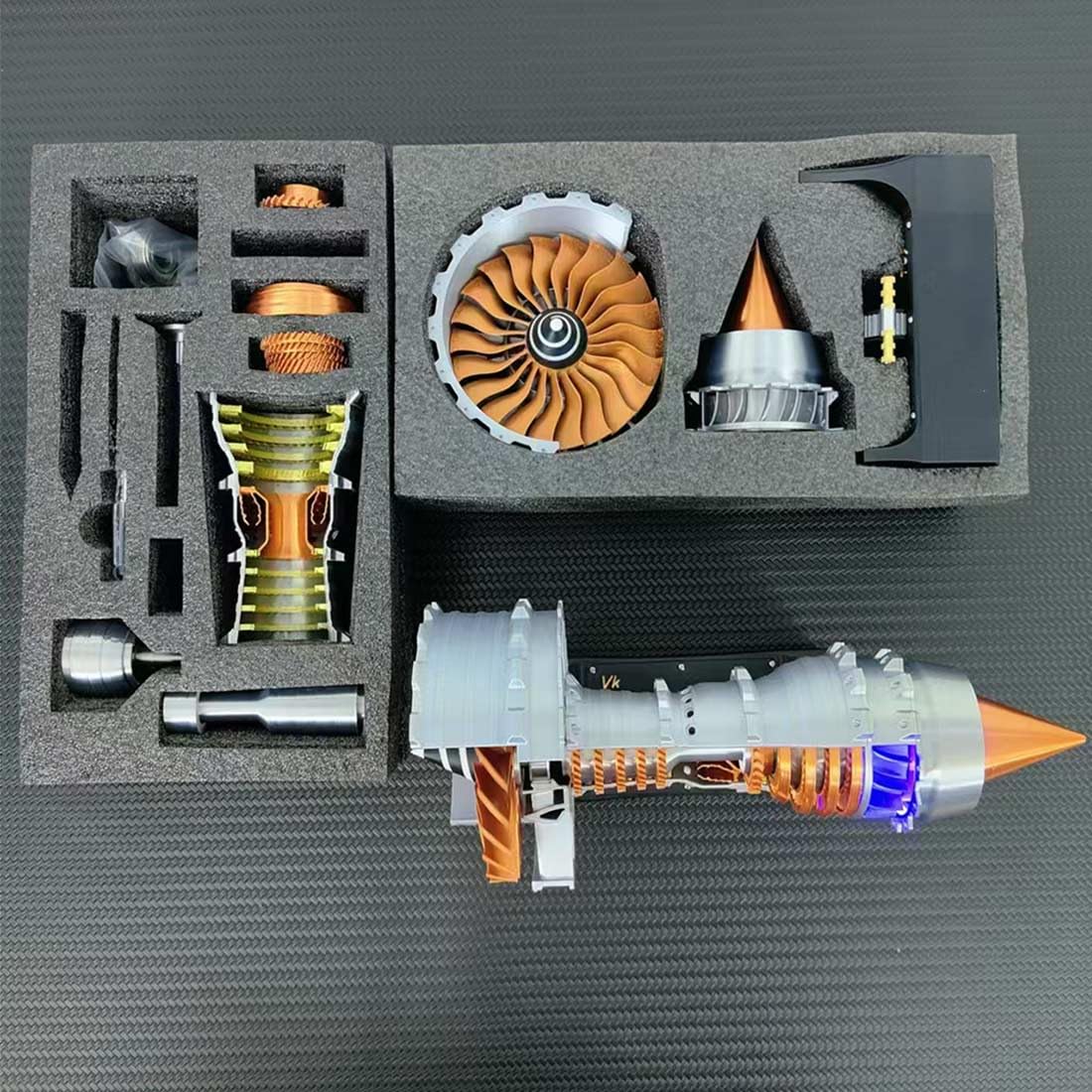 Wooptoothy TR900 Turbofan Engine Model Aircraft Engine Kit, Turbojet Engine Model Kit with LED Light, DIY Assembly Operable Engine Model Mechanical