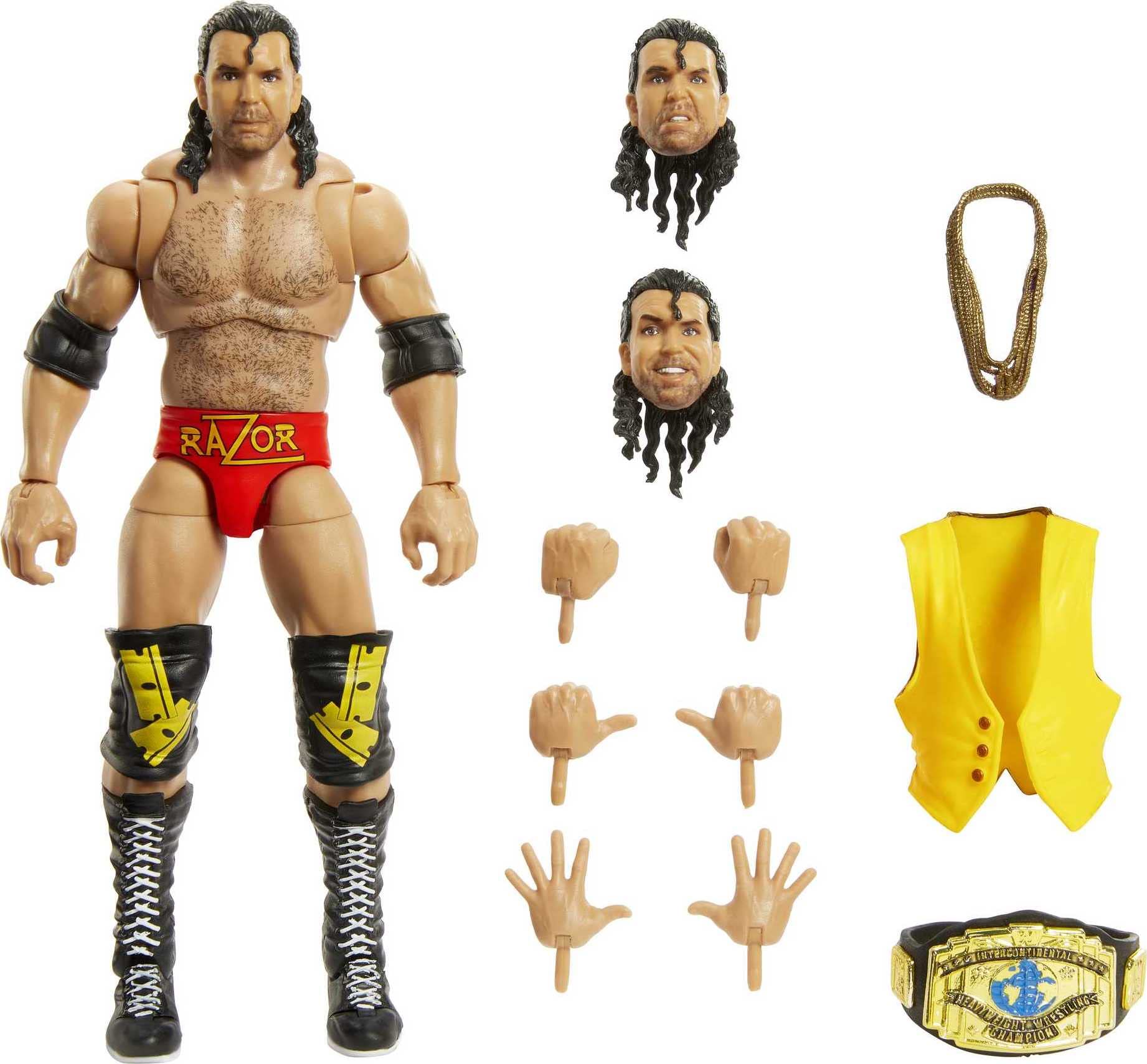 Mattel WWE Razor Ramon Ultimate Edition Action Figure, Deluxe Articulation & Life-Like Detail, Interchangeable Accessories, 6-in