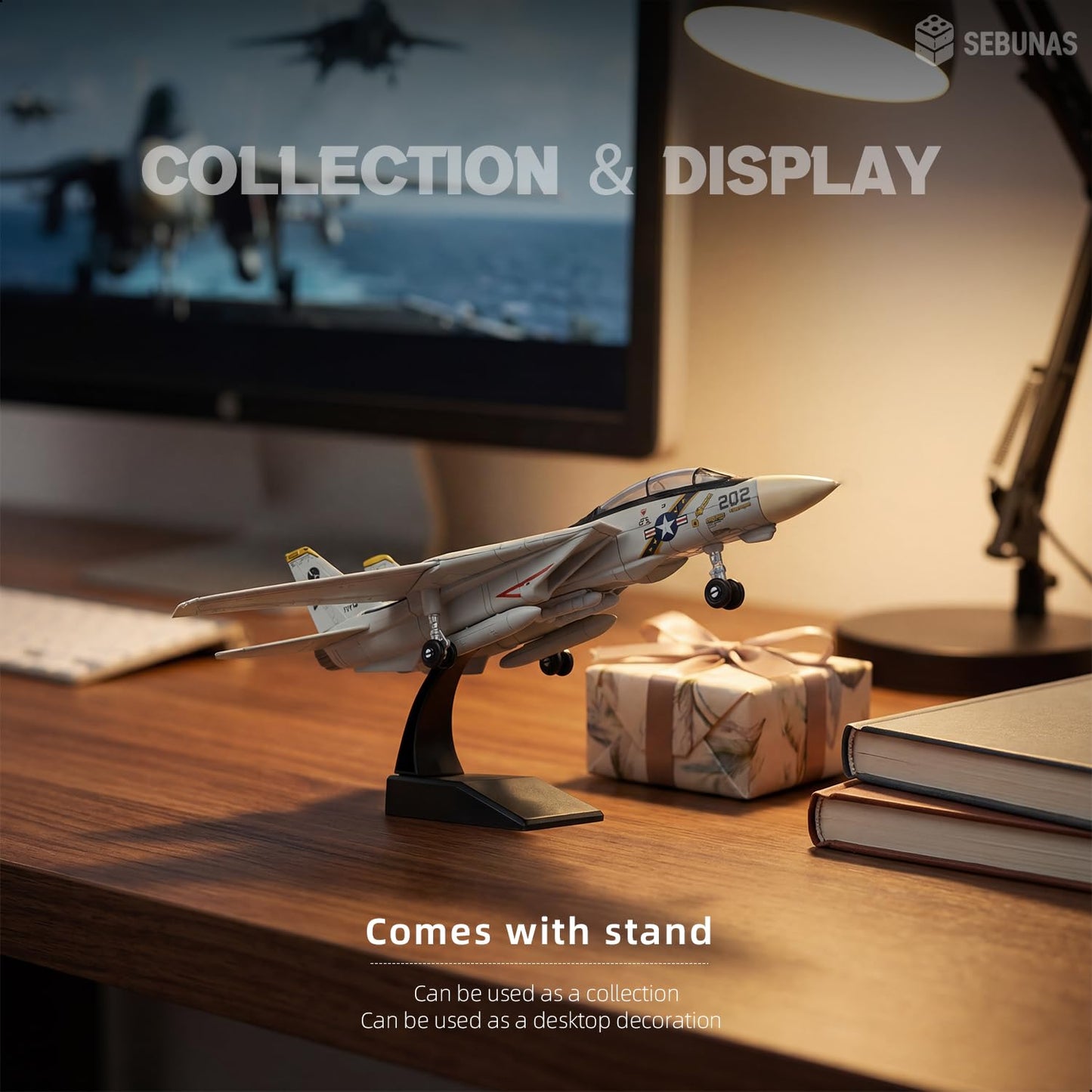 SEBUNAS F-14 Tomcat 3D Quick Build Model Kit - Fighter Jet Aircraft Puzzle, Precision DIY Military Aircraft Building Kit for Adults, Collectible