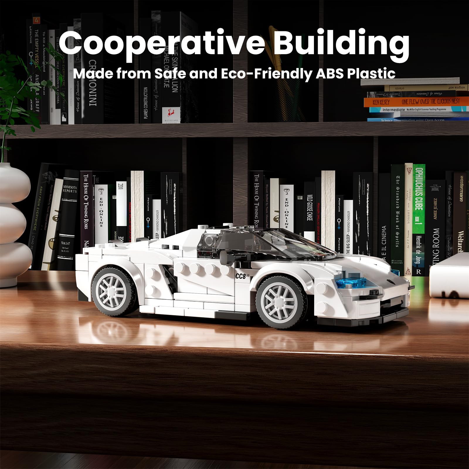 Mould King Car Model Building Kit with Acrylic Display Case, 388 PCS Toy