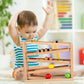 Qilay Wooden Race Track Car Ramp Racer Toy for Toddlers, 5 Level Race Car Ramp Toy Set Includes 4 Wood Cars and 3 Balls,Great Building Learning Toys