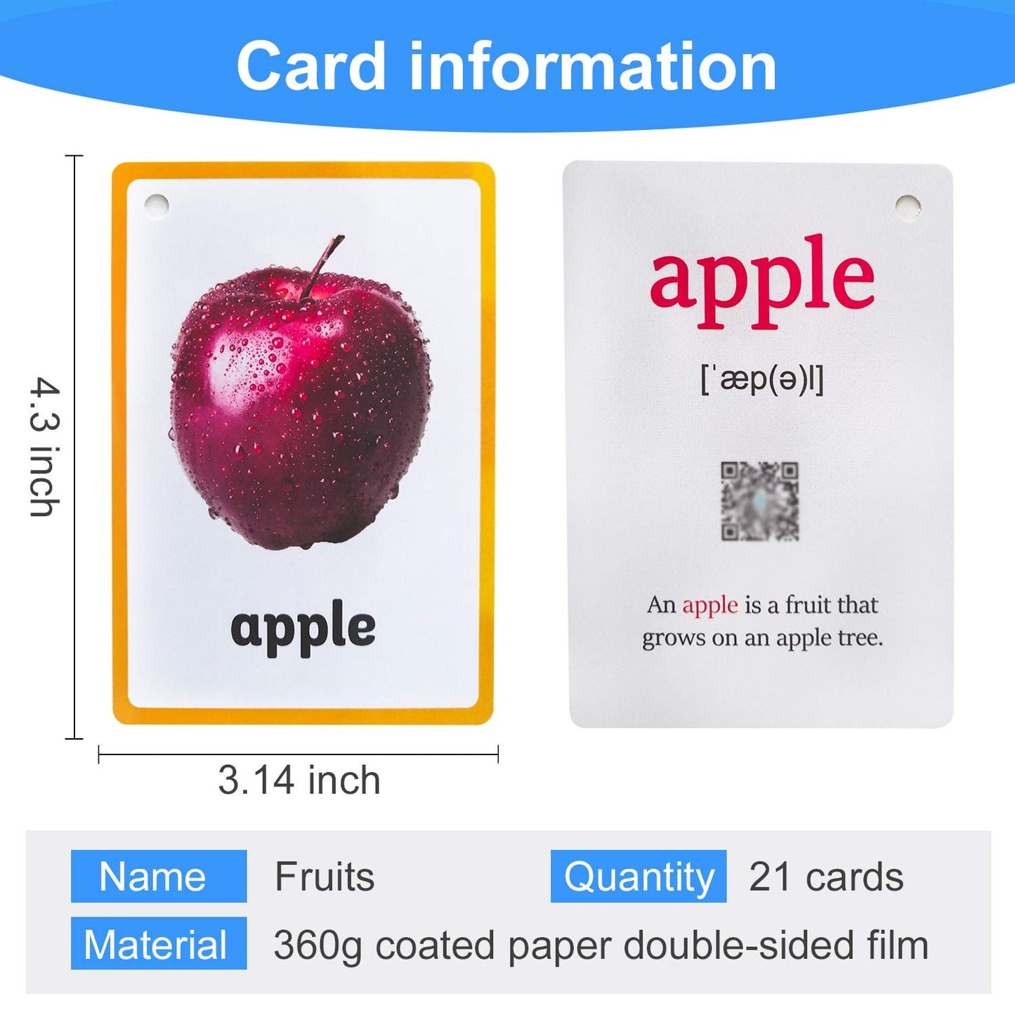 Zwttey Fruits,Vegetables 2 Sets of English Flash Cards Kids Pocket Card Learning Baby Toys for Children Pre-Kindergarten