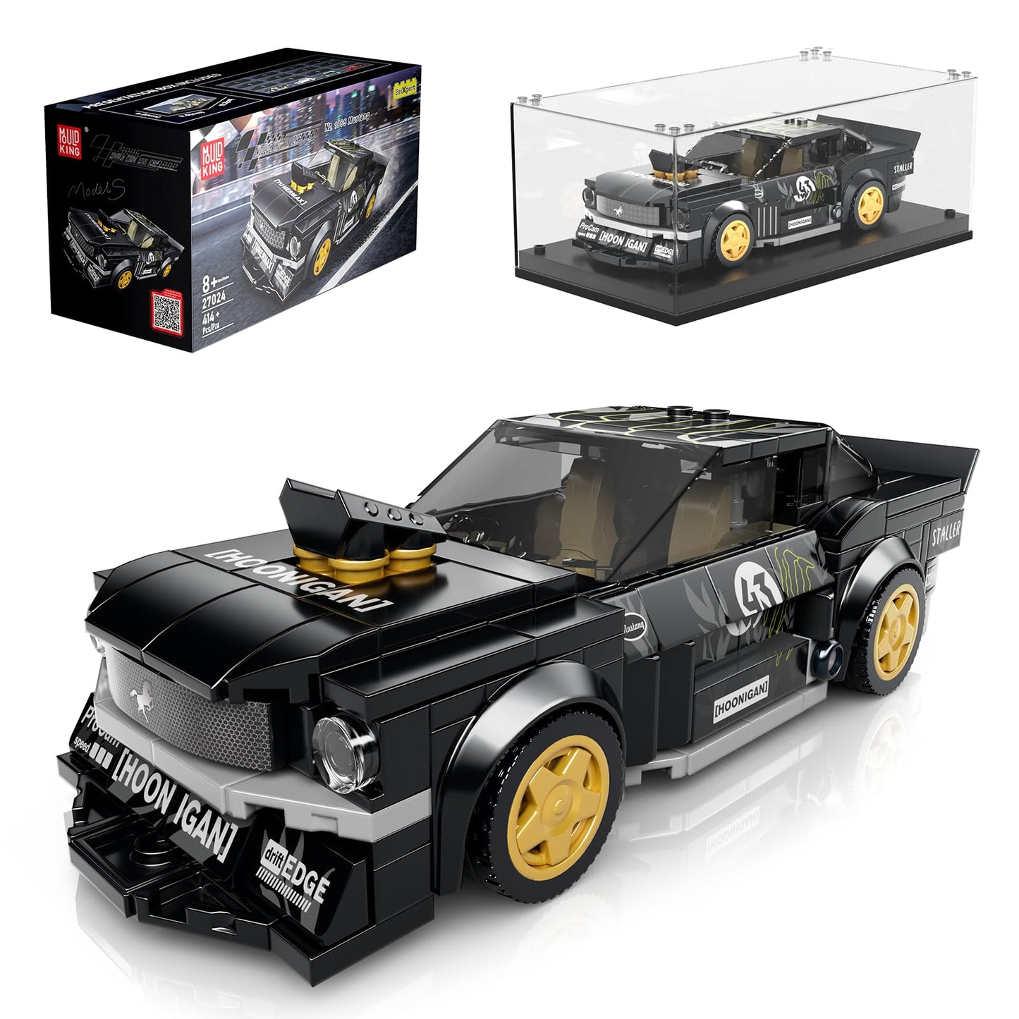 Mould King Super Car Building Blocks Kit with Display Case for Age 8+
