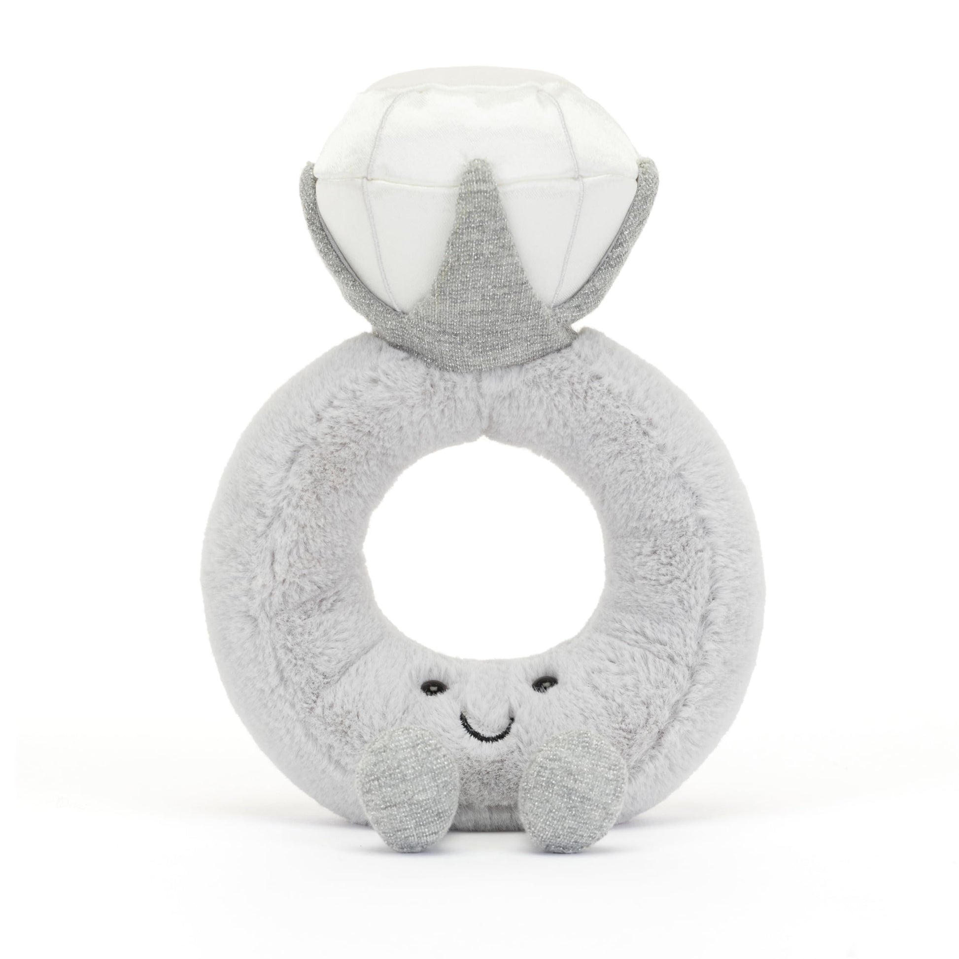 Jellycat Amuseables Diamond Ring Stuffed Toy, 8 inches - Wedding Ring Plush - Engagement and Wedding Gift