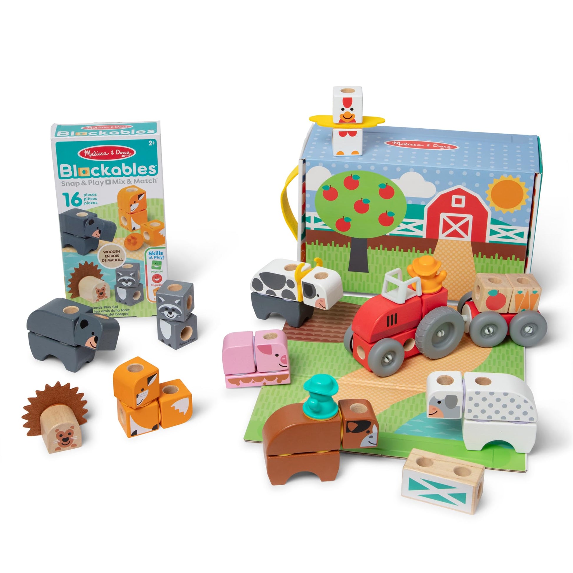 Melissa & Doug Blockables Farm & Farm Friends 2-Pack Bundle Set