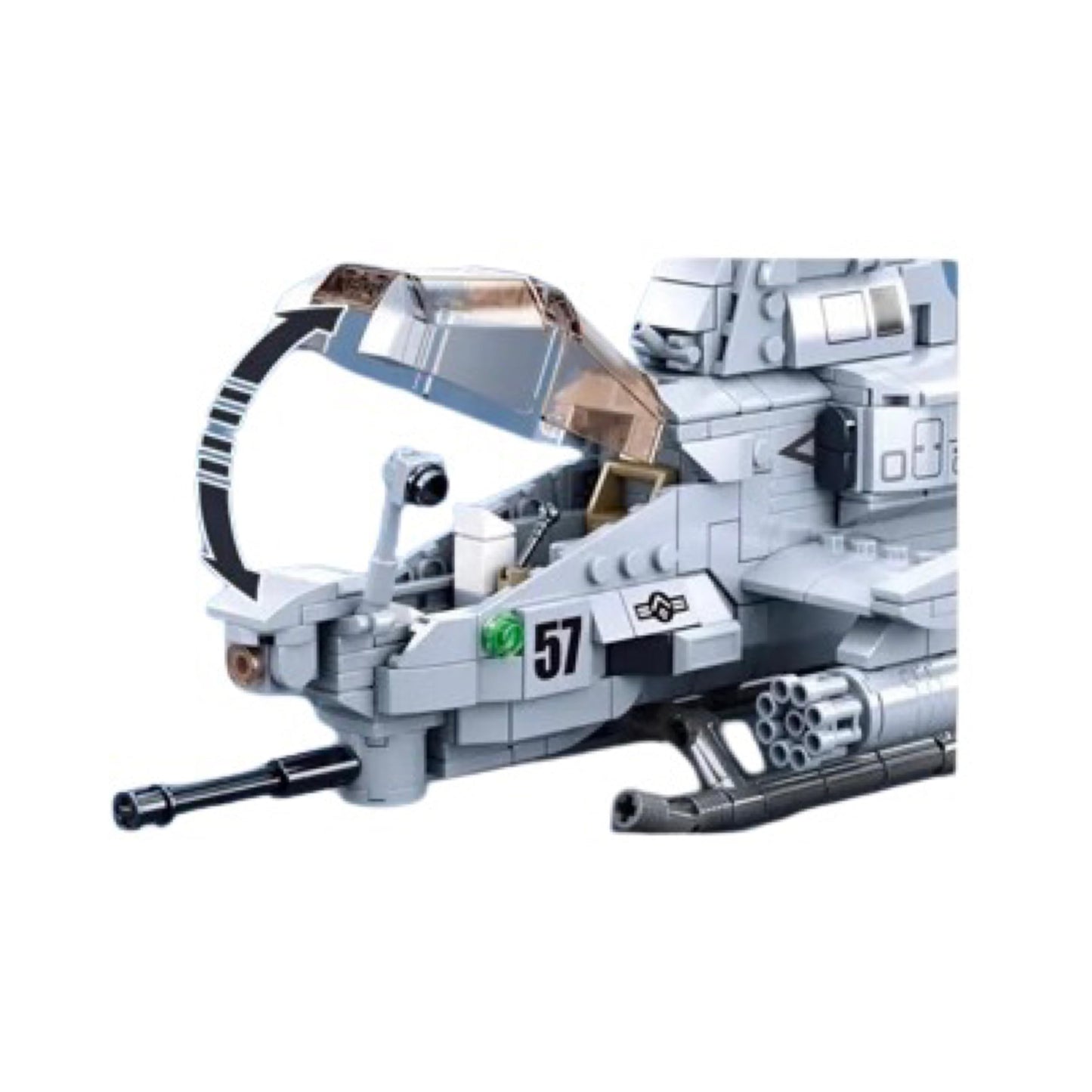 General Jim’s AH-1Z Viper Attack Helicopter Building Set - 482 Pieces, Highly Detailed Military Aircraft Model with Dual Cockpit and Rotating Cannon