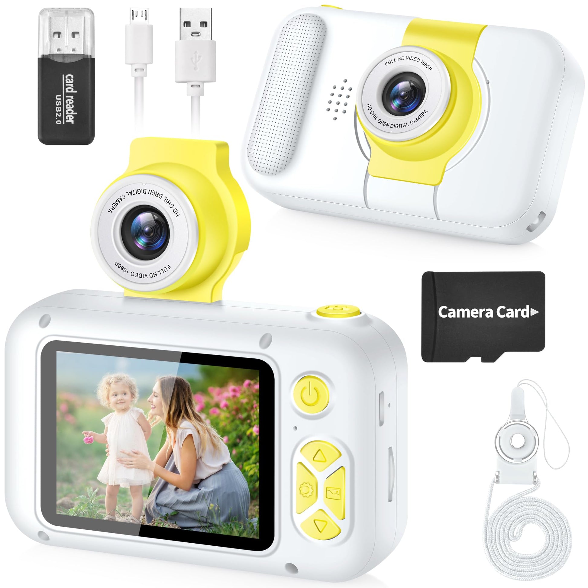 ARNSSIEN Kids Camera for Toddlers with 180° Flip Lens, 2.4 Inch IPS Screen Toddler Digital Camera for Kids 3-12, 32GB Card Included, Birthday Present
