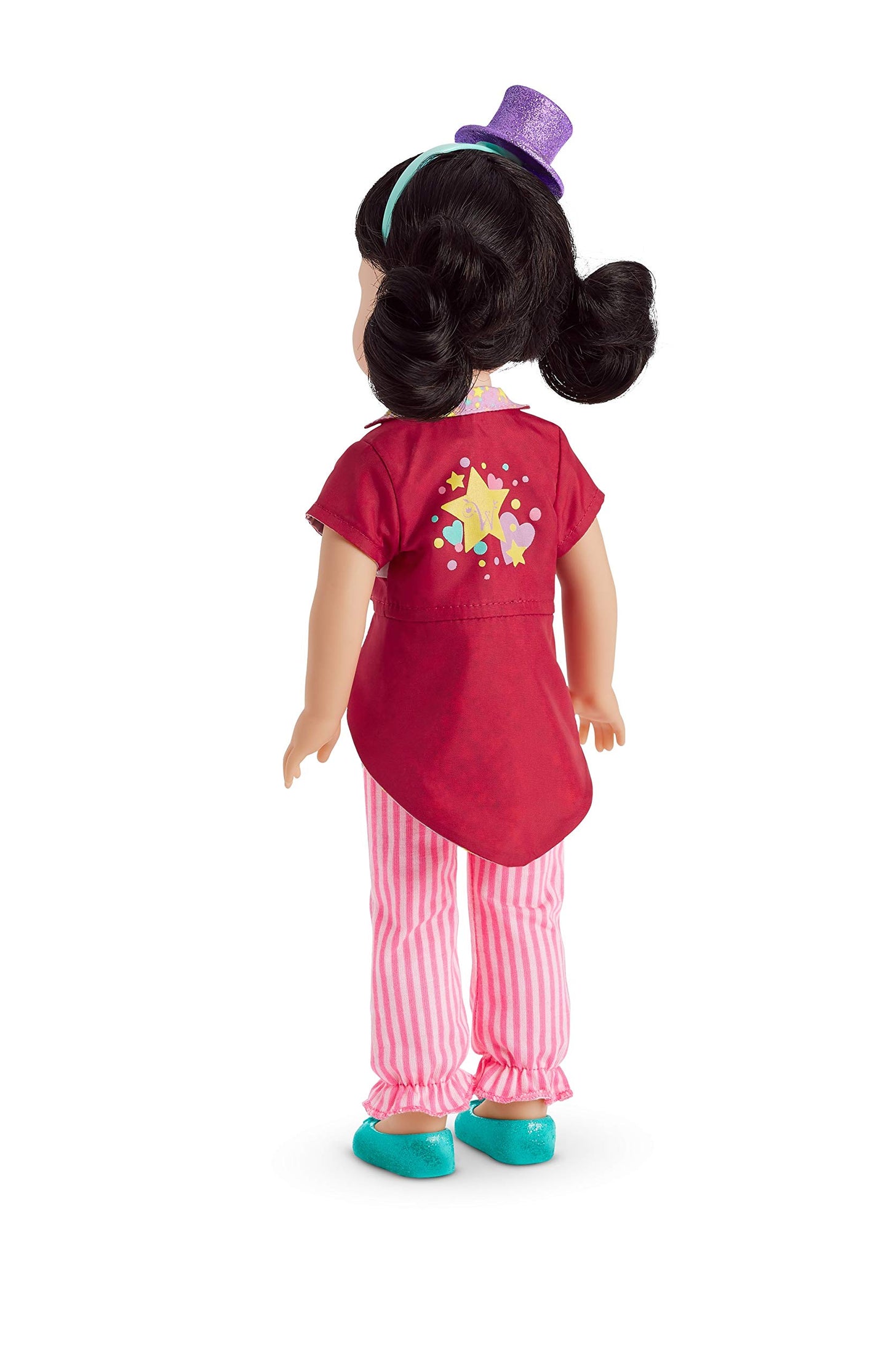 American Girl WellieWishers Ringmaster Outfit for 14.5-inch Dolls with a Striped Ruffles and Ribbons jumpsuit, Two Colorful Patches, A Bright-Red