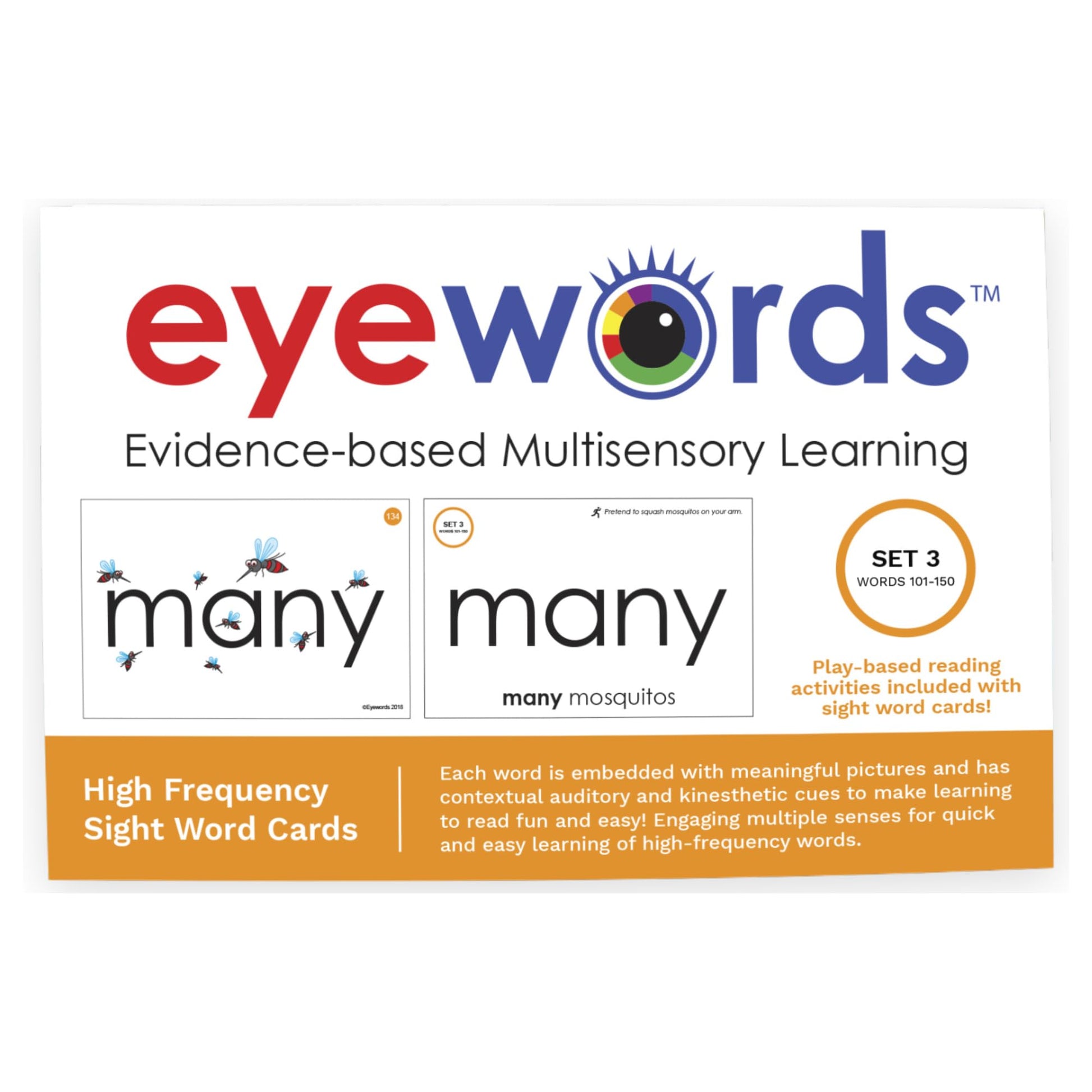 Eyewords Multisensory Sight Word & Phonics Flash Cards, Set 3