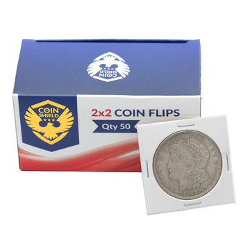 Coin Shield 50 Large Dollar 2x2 Cardboard Coin Flips with Mylar Windows Archival Safe