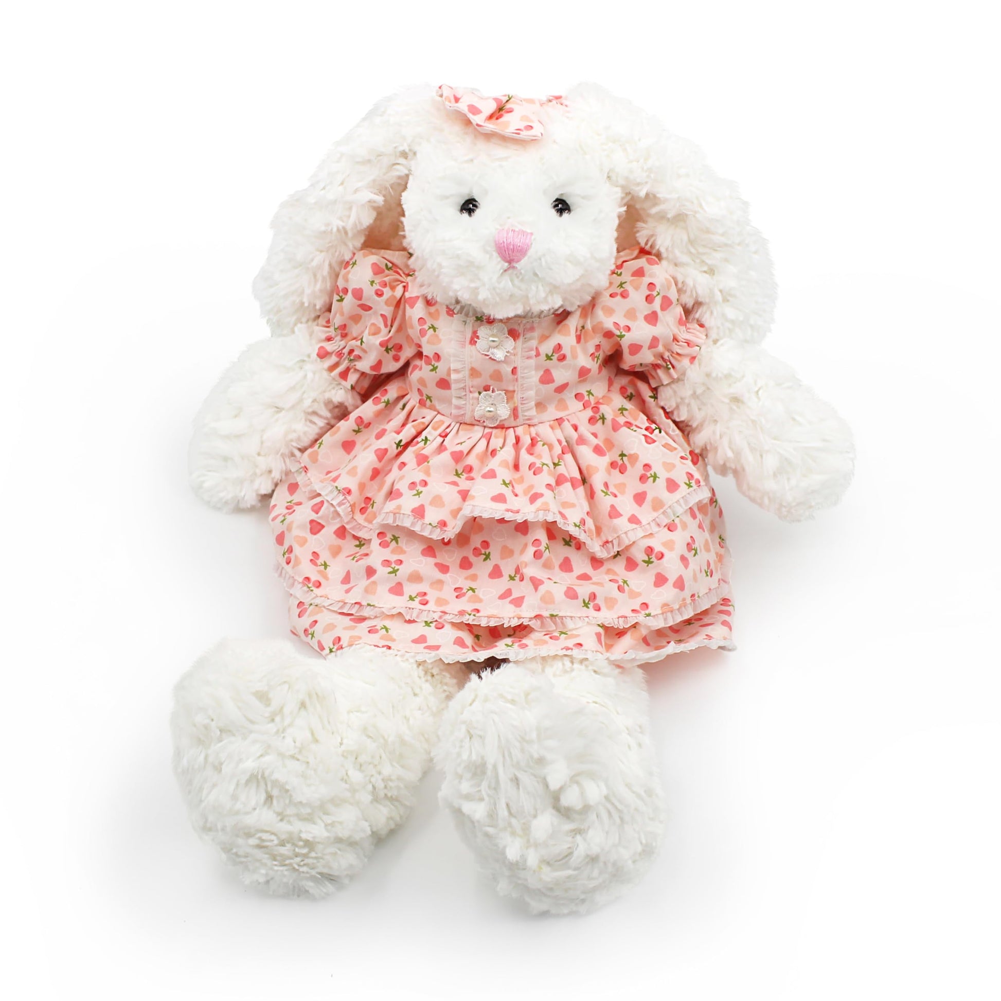 oits cute Floppy Bunny Stuffed Animals in Dress for Baby Girls Plush Toys 18 Inch (Pink Lolita Floral Dress)